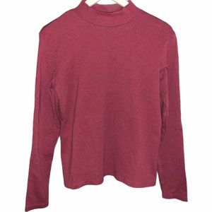 Red Mock Neck Long Sleeve Knit Top